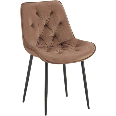 Afbeelding van CLP Wallace Eetkamerstoel Zonder armleuning Metalen frame Vloerbeschermers Velvet Fluweel bruin