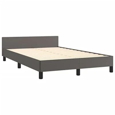 Afbeelding van Bedframe met hoofdbord kunstleer grijs 120x190 cm