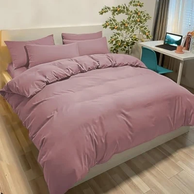 Afbeelding van Dekbedovertrek 135 x 200 cm met 1 kussensloop 50 80 cm, donkerroze, beddengoed voor eenpersoonsbed, microvezel, Oeko Tex® gecertificeerd