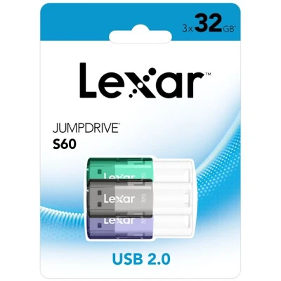 Image de Pack de 3 Clés USB 2.0 Lexar Jumpdrive S60 32 Go Noir