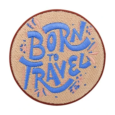 Afbeelding van Born to Travel opstrijkbare patch Backpacker patches, strijkpatches, reispatches, Finally Home oranje/blauw