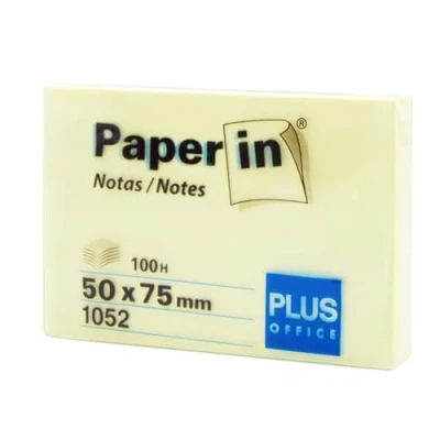 Afbeelding van Plus Office lot de 100 blocs notes autocollantes jaunes pour bureau, école, université, faire des rapides et rappels, feuilles (50 x 75,12 unités)