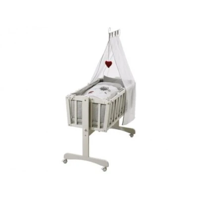 Image de Berceau en bois avec parure ARIEL 90x40 cm coloris blanc