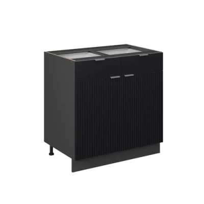 Afbeelding van Vicco Keukenonderkast Fame Line, Zwart gestreept/Antraciet, 80 cm zonder werkblad