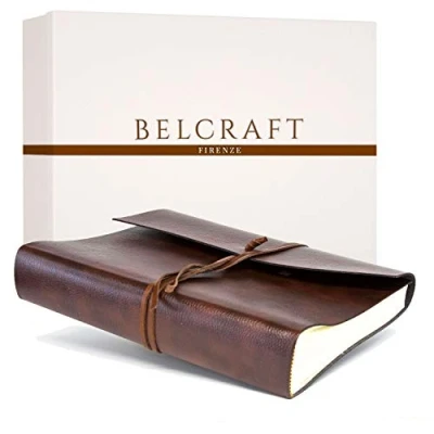 Afbeelding van Belcraft Tivoli Fotoalbum van gerecycled leer, handgemaakt Italiaans, A4 (23 x 30 cm), bruin