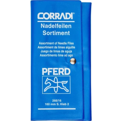 Afbeelding van PFERD 12314084 CORRADI naaldvijlenset Zwitserse kap 2 in PVC roltas Lengte 160 mm 1 stuk(s)