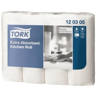 Afbeelding van Tork 120305 Premium handdoek, extra absorberend, 3 laags, 12,2 m x 26 cm, 4 rollen, wit