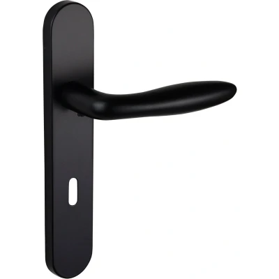 Afbeelding van Lavuzo deurkruk Pratona Zwart met afgerond schild SL72 Per set Deurklink