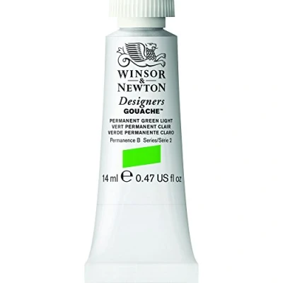 Afbeelding van Winsor &amp; Newton Designers Gouache verf voor tekening, illustratie, design aquarel ondoorzichtig, tube van 14 ml, kleur lichtgroen permanent
