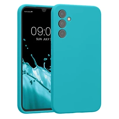 Afbeelding van kwmobile telefoonhoesje geschikt voor Samsung Galaxy A34 5G TPU backcover met siliconen coating Smartphone case in ijsblauw