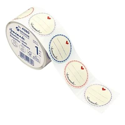 Afbeelding van AVERY Zweckform Homemade, 4380 Set van 600 zelfklevende etiketten voor jampotten, inmaakpotten, ronde etiketten, afneembaar, beschrijfbaar en beschrijfbaar, Made in Germany, diameter: