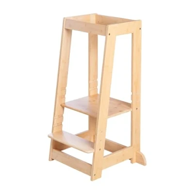 Afbeelding van roba Houten Learning Tower Volgens het Montessori Principe Belastbaar tot 80kg Bamboe