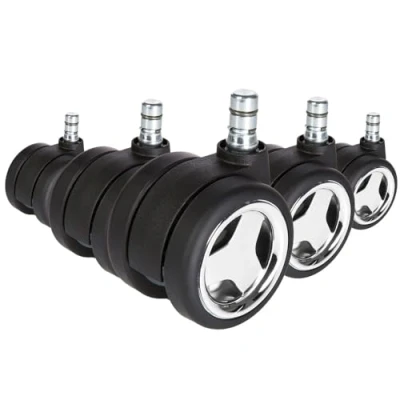 Afbeelding van Bureaustoel Wiel Chroom / Zwart 5x Rolo Race No Noise 11mm/60mm