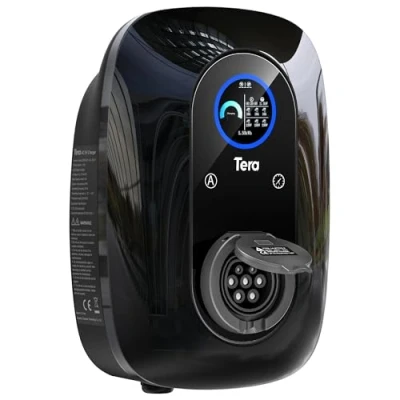 Afbeelding van Tera EV oplader met reservering 16 A type 2 11 kW laadstation 400 V Wallbox CE gecertificeerd handmatige stroomregeling laadplanning voor alle EVs en PHEVs model W03 zwart