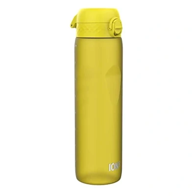 Afbeelding van Ion8 Drinkfles, 1 l, 1000 ml, lekvrij, gemakkelijk te openen, veilige vergrendeling, draaggreep, vaatwasmachinebestendig, BPA vrij, ideaal voor sport en sportschool, geel