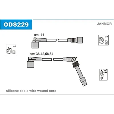 Afbeelding van JANMOR ODS229 Bougiekabelset OPEL: Corsa B Hatchback, Astra F Saloon, Caravan
