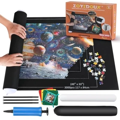 Afbeelding van Puzzelmat, puzzelrol, 3000 stukjes, puzzelrolmat, puzzelonderlegger, jigsaw Rolls, puzzelpad, vilt, mat, reuzenvilten mat voor het opbergen van puzzels