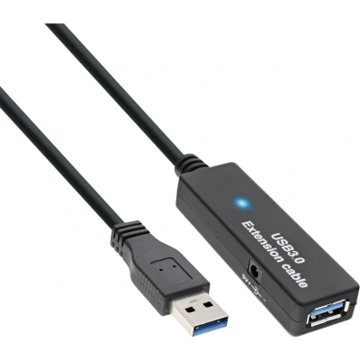 Afbeelding van InLine actieve USB naar verlengkabel externe voedingsadapter USB3.0 tot 0,9A 10 meter