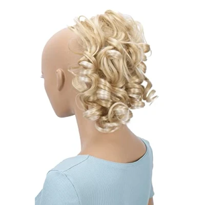 Afbeelding van PRETTYSHOP Haarstukje Scrunchy Updo Kapsels Bruidskapsels Volumineus Krullend Rommelig Knotje Blond Mix G6L