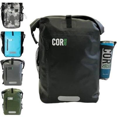 Afbeelding van COR Surf waterdichte rugzak: tas met gevoerde laptophoes, gelaste naden en ergonomische schoudersteun, ideaal voor boottochten, wandelen, kajakken meer,, zwart.