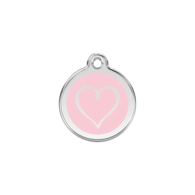 Afbeelding van Tribal Heart Pink roestvrijstalen hondenpenning small/klein dia. 2 cm RedDingo