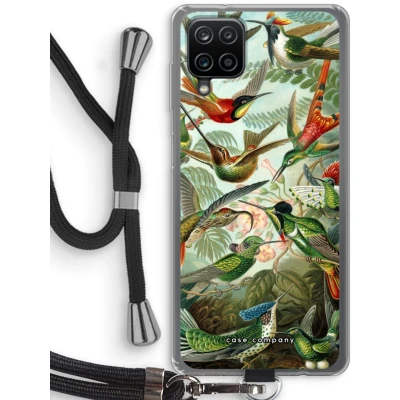 Afbeelding van Case Company® hoesje met Koord geschikt voor Samsung Galaxy A12 Haeckel Trochilidae Telefoonhoesje Zwart Bescherming aan alle Kanten en Over de Schermrand