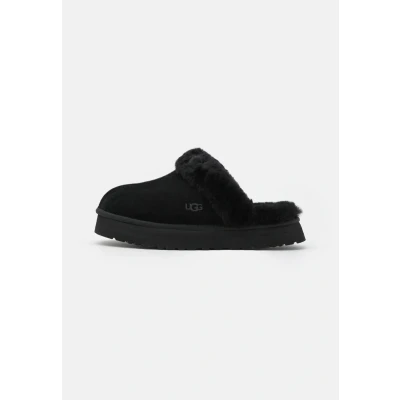 Afbeelding van UGG dames W Disquette pantoffel van suède met schapenwol in de kleur Zwart, maat: 36
