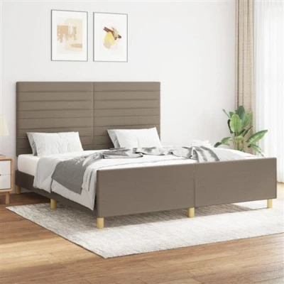 Afbeelding van vidaXL Bedframe met hoofdeinde stof taupe 160x200 cm