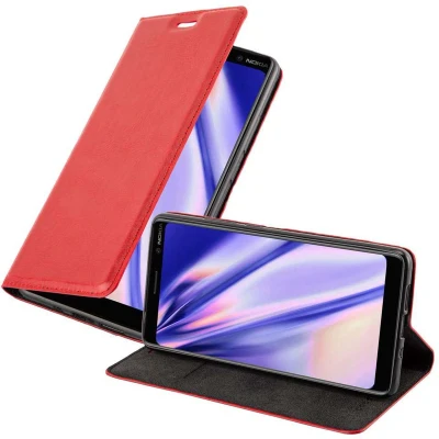 Afbeelding van Cadorabo Hoesje geschikt voor Nokia 7 PLUS in APPEL ROOD Beschermhoes met magnetische sluiting, standfunctie en kaartvakje Book Case Cover Etui