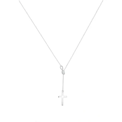 Afbeelding van Elli Dameshalsketting met oneindigheidssymbool en kruis in Y ketting look van 925 sterling zilver, Gefacetteerde snit