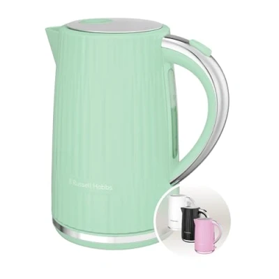 Afbeelding van Russell Hobbs Eden 27364 70 waterkoker (voor warm water, thee of koffie, 1,7 l, dekselopening met één druk op de knop, afneembaar kalkfilter, lichtschakelaar, accenten in