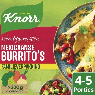 Afbeelding van Knorr Wereldgerechten Burrito&#039;s XXL Mexicaanse snel, makkelijk en met lekker veel groente 5 x 351 g