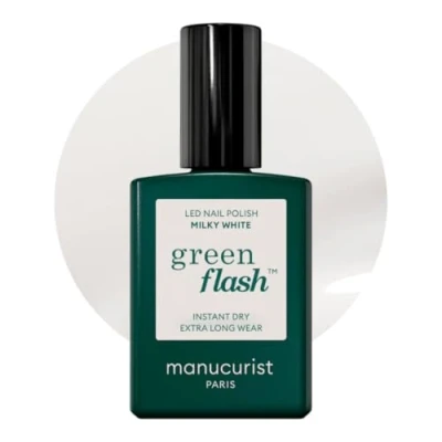 Afbeelding van Manucurist Green Flash nagellak, semi permanent, 12 free 84% biologisch, professionele manicure, 15 ml, milky white