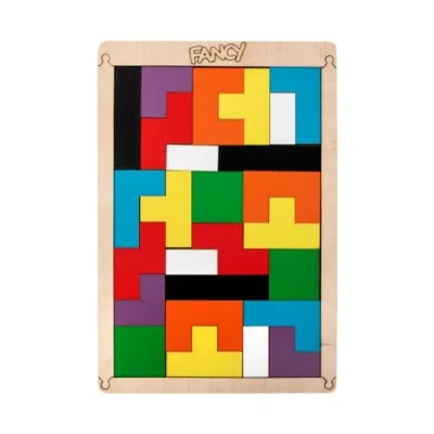Afbeelding van FANCY Houten Tangram spel voor kinderen, 15 x 22 cm, Montessori puzzel van hout kinderen en volwassenen, Tetris speelgoed hout, activiteit 3, 4, 5, 6, 7, 8, 9, 10 jaar