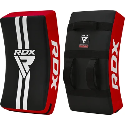 Afbeelding van RDX Sports T1 Gel Padded Curved Kick Shield Rood Kunstleer