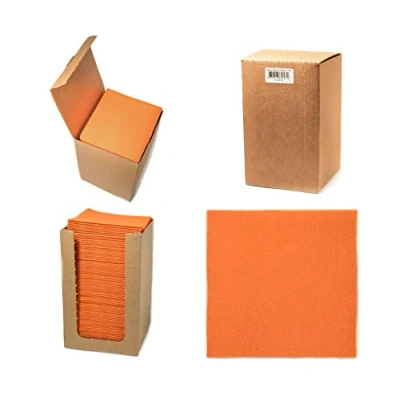 Afbeelding van Alvotex CHIC Airlaid servetten, 100 stuks, 1/4 gevouwen, stoflook, premium wegwerpservetten, oranje, 20 x cm