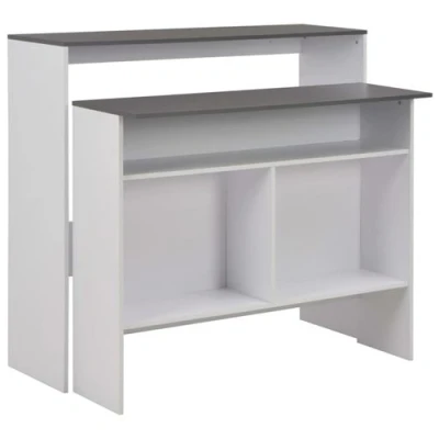 Afbeelding van Bartafel met 2 tafelbladen 130x40x120 cm wit en grijs