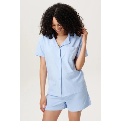 Afbeelding van Noppies Zwangerschaps Pyjamatop met voedingsfunctie Neero Light Sky M 95% Organisch katoen / 5% Elastomeer Zwangerschapsondergoed