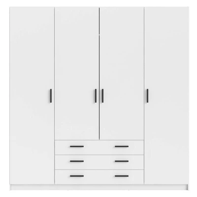 Afbeelding van Kleerkast Sprint 4 deurs Wit 200x196x50 cm Spaanplaat