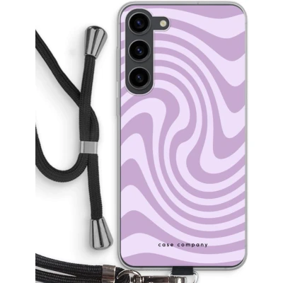 Afbeelding van Case Company® hoesje met Koord geschikt voor Samsung Galaxy S23 Plus Swirl Paars Telefoonhoesje Zwart Bescherming aan alle Kanten en Over de Schermrand