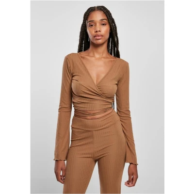 Afbeelding van Urban Classics Cropped Wrapped Longsleeve, Dames, Maat: XXL, Darktaupe
