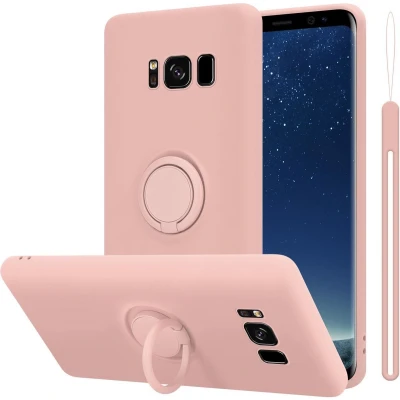 Afbeelding van Cadorabo Hoesje geschikt voor Samsung Galaxy S8 in LIQUID ROZE Beschermhoes van flexibel TPU silicone Case Cover met ring