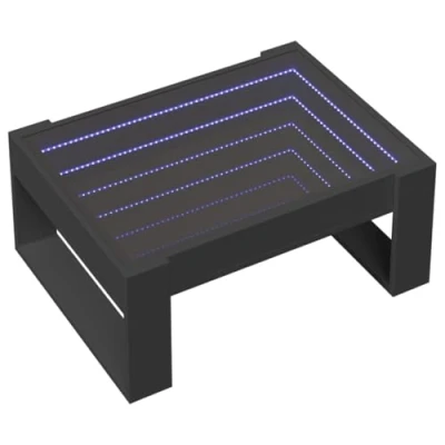 Image de vidaXL Table basse avec LED infini noir 70x53x30 cm847631
