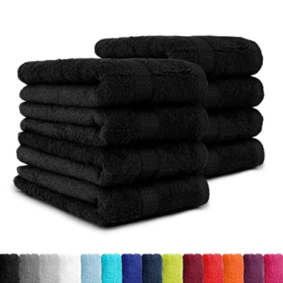 Afbeelding van Set van 8 handdoeken in vele kleuren 50 x 100 cm kleur: zwart