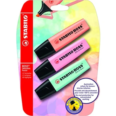 Afbeelding van Stabilo Boss Original Markeerstiften, pastel, perzik, roze/turquoise, 3 stuks