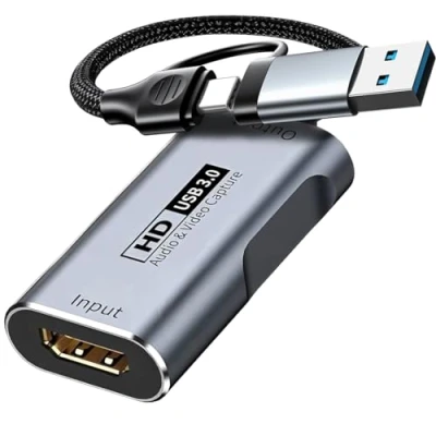 Afbeelding van Video opnamekaart, HDMI naar USB/USB C 3.0, 1080P HD 60fps Live and Record Audio Grabber voor Gaming, Streaming, Teaching, Conference