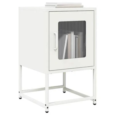 Image de vidaXL Table de chevet blanc 36x39x60,5 cm acier laminé à froid853331