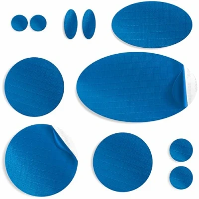 Afbeelding van aZengear Donsjack reparatiepatches Voorgesneden, zelfklevend, van waterdicht, scheurvast nylon, voor het repareren gaten in kleding, skibroeken (11 stuks, blauw)