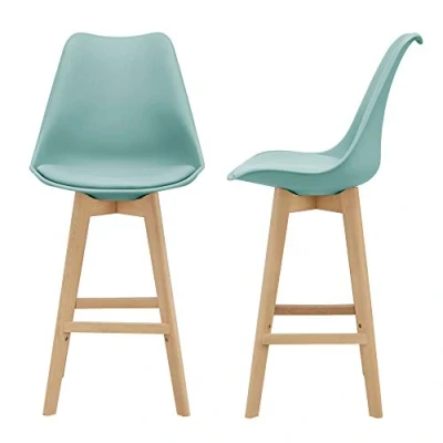 Afbeelding van Barkruk set van 2 kunstleer en beuken 105x48x58 cm mint