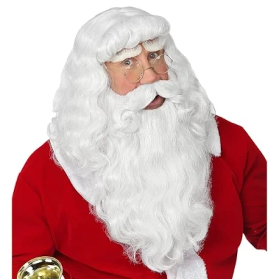 Afbeelding van Widmann Kerst &amp; Oud Nieuw Kostuum Enige Echte Kerstman Baard, Snor En Pruik Wit / Beige Verkleedkleding